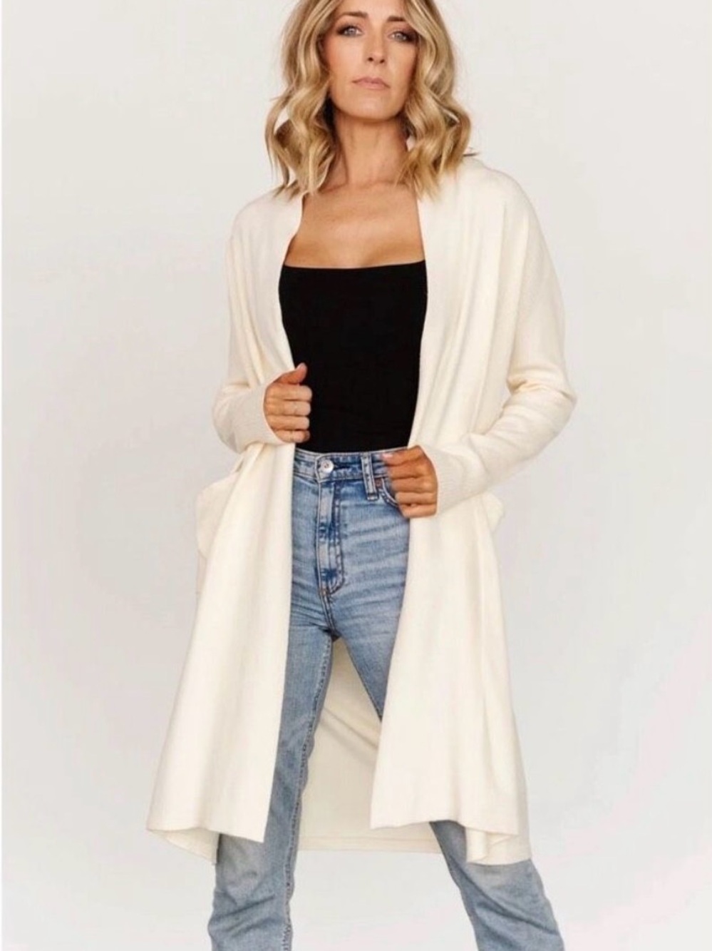 Baltic Born Cream Longline Open Cardigan